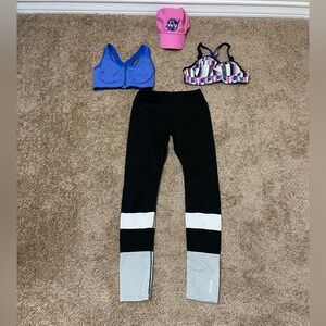 ALL 4pc Bundle XS Victoria’s Secret Reebok NASA Leggings Sports Bras & Cap